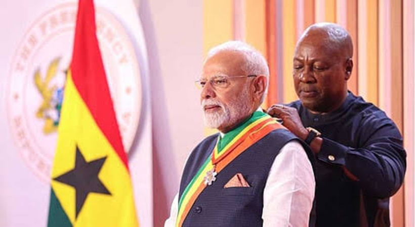മോദിക്ക് ഘാനയുടെ പരമോന്നതബഹുമതിയായ ‘ദ ഓഫീസർ ഓഫ് ദ ഓർഡർ ഓഫ് ദ സ്റ്റാർ ഓഫ് ഘാന’