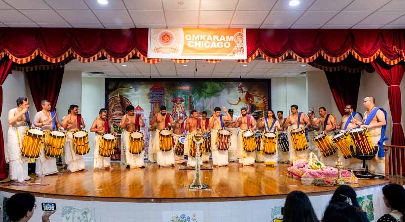 ചിക്കാഗോയിൽ പ്രൗഢഗംഭീരമായ പഞ്ചാരിമേളം അരങ്ങേറ്റം നടന്നു