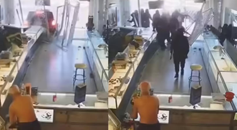 സാന്‍ജോസില്‍ സ്വര്‍ണക്കടയില്‍ പട്ടാപ്പകല്‍ കാര്‍ ഇടിച്ചു കയറ്റി മോഷണം