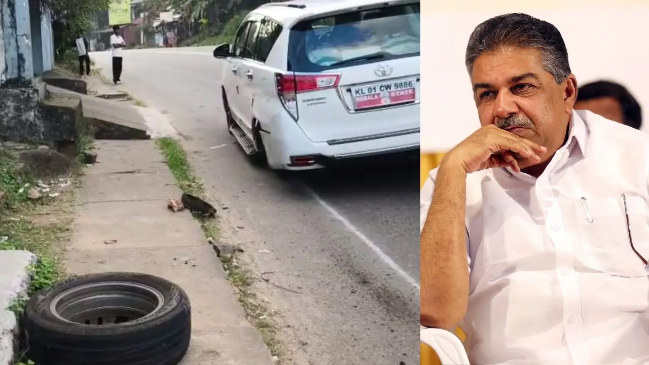 മന്ത്രി സജി ചെറിയാന്റെ ഔദ്യോഗിക വാഹനത്തിന്റെ ടയർ ഊരിത്തെറിച്ചു; വൻ അപകടം ഒഴിവായി