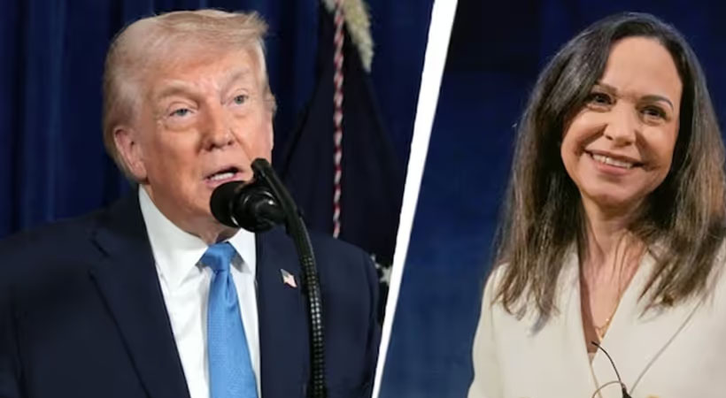 സമാധാന പ്രവര്‍ത്തനങ്ങള്‍ക്ക് ലഭിച്ച നൊബേല്‍ പുരസ്‌കാരം ട്രംപിന് സമ്മാനിച്ചെന്ന് വെനസ്വേല പ്രതിപക്ഷ നേതാവ് മരിയ കൊരീന മച്ചാഡോ: പുരസ്‌കാരം കൈമാറ്റത്തിന് അംഗീകാരമില്ലെന്നു നൊബേല്‍ പുരസ്‌കാര സമിതി