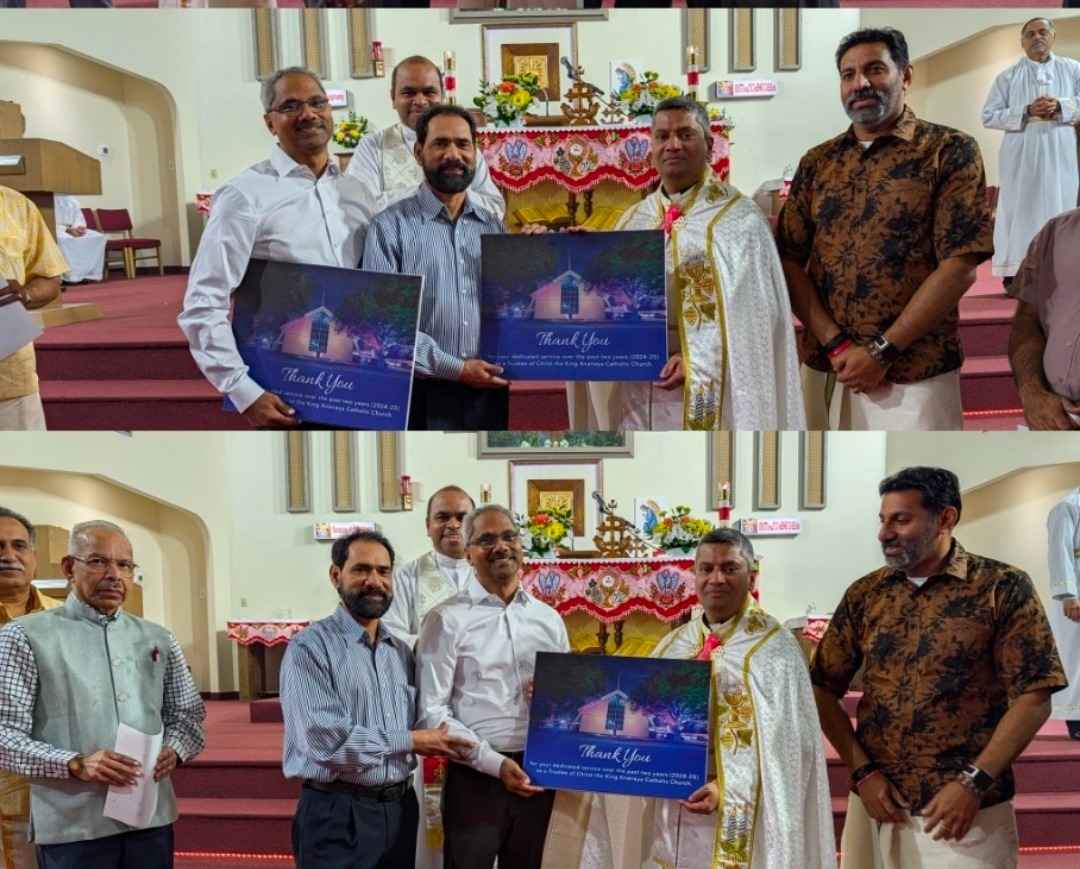 ഡാളസ്സ് ക്രിസ്തുരാജ ഇടവകയിലെ സ്ഥാനമൊഴിഞ്ഞ കൈക്കാരൻമാരെ പ്രത്യേകം ആദരിച്ചു