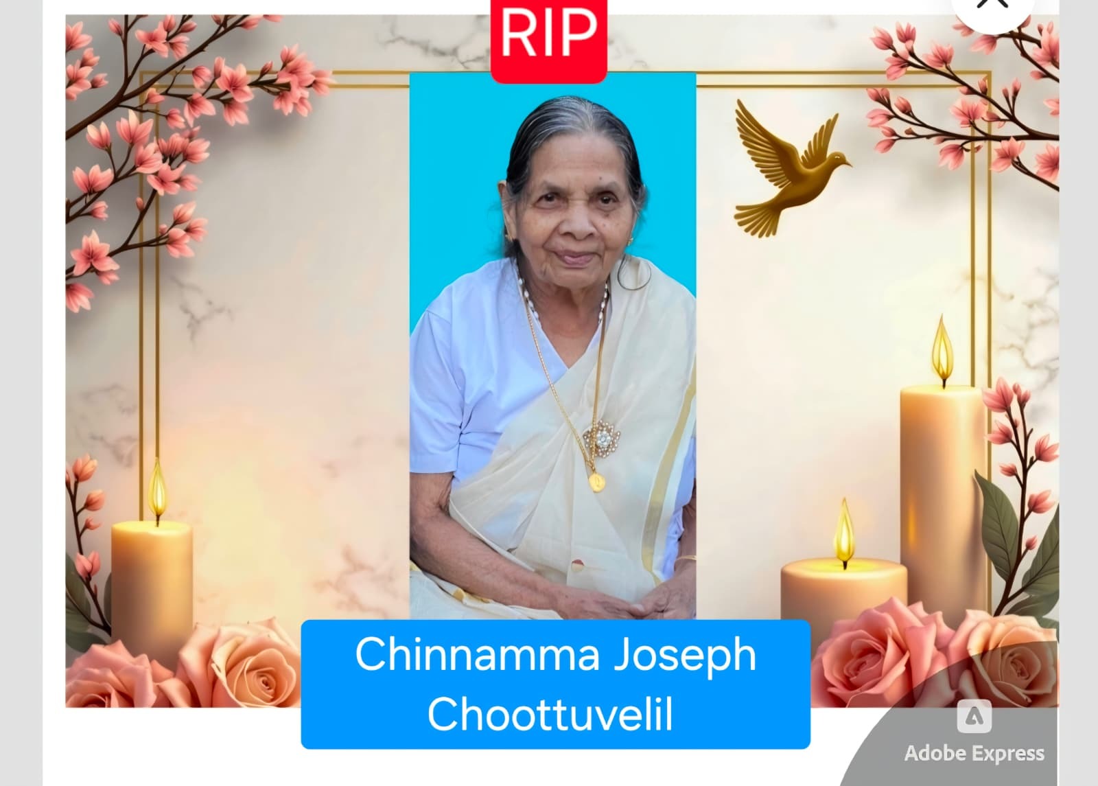 ഷിക്കാഗോയിൽ നിര്യാതയായ ചൂട്ടുവേലിൽ ചിന്നമ്മയുടെ സംസ്ക്കാര ചടങ്ങുകൾ മാർച്ച് 2നും 3നും