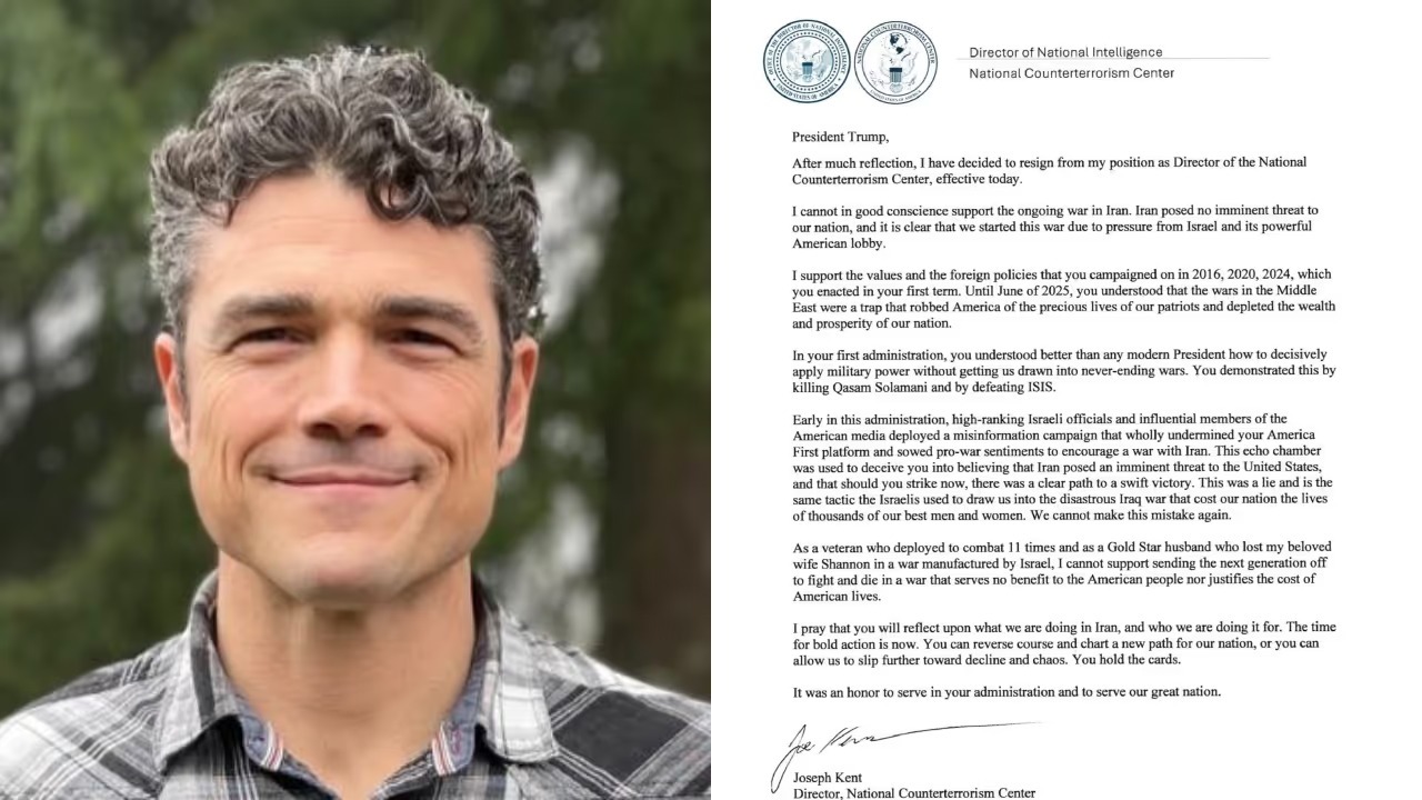 യുഎസ് കൗണ്ടർ ടെററിസം സെന്റർ ഡയറക്ടർ രാജിവെച്ചു, ഇറാന്റെ മേലുള്ള ഈ യുദ്ധത്തെ പിന്തുണയ്ക്കാൻ കഴിയില്ലെന്ന് ഉറച്ച പ്രഖ്യാപനം