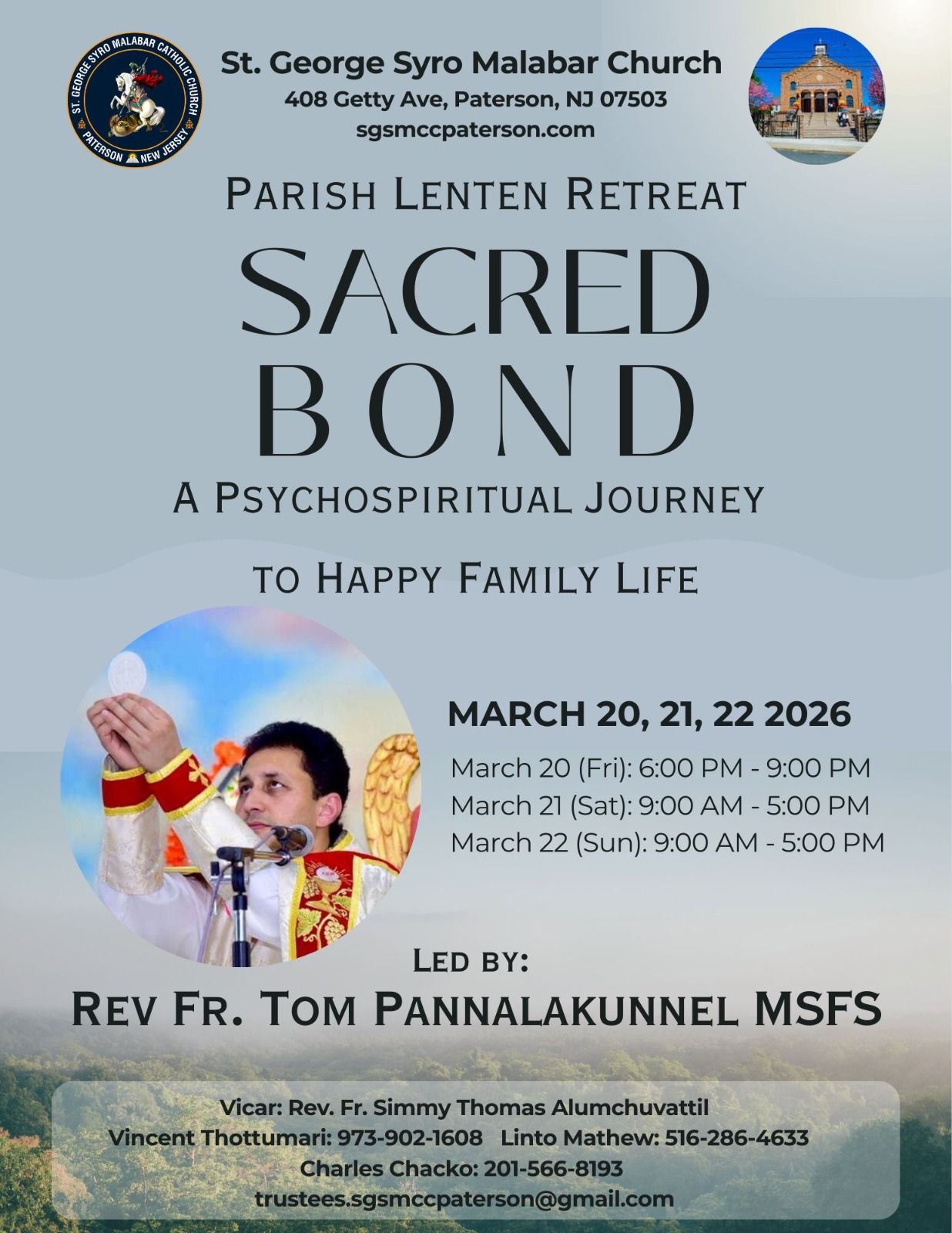 സെന്റ് ജോർജ് സിറോ മലബാർ ചർച്ച് പാറ്റേഴ്സൺ, ന്യൂജേഴ്സിനോമ്പുകാല ധ്യാനം ഈ വാരാന്ത്യത്തിൽ