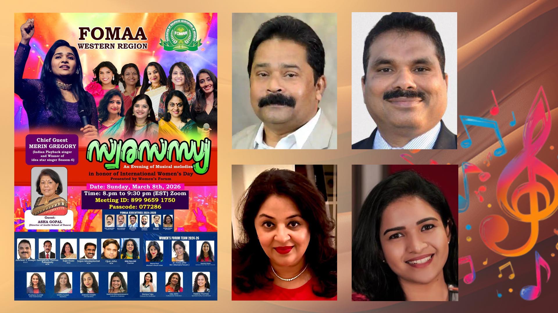 ഫോമാ വെസ്റ്റേണ്‍ റീജിയന്റെ ലൈവ് മ്യൂസിക് ‘സ്വരസന്ധ്യ’ മാര്‍ച്ച് 8-ന്: ആര്‍.വി.പി ജോണ്‍സണ്‍ ജോസഫ്‌