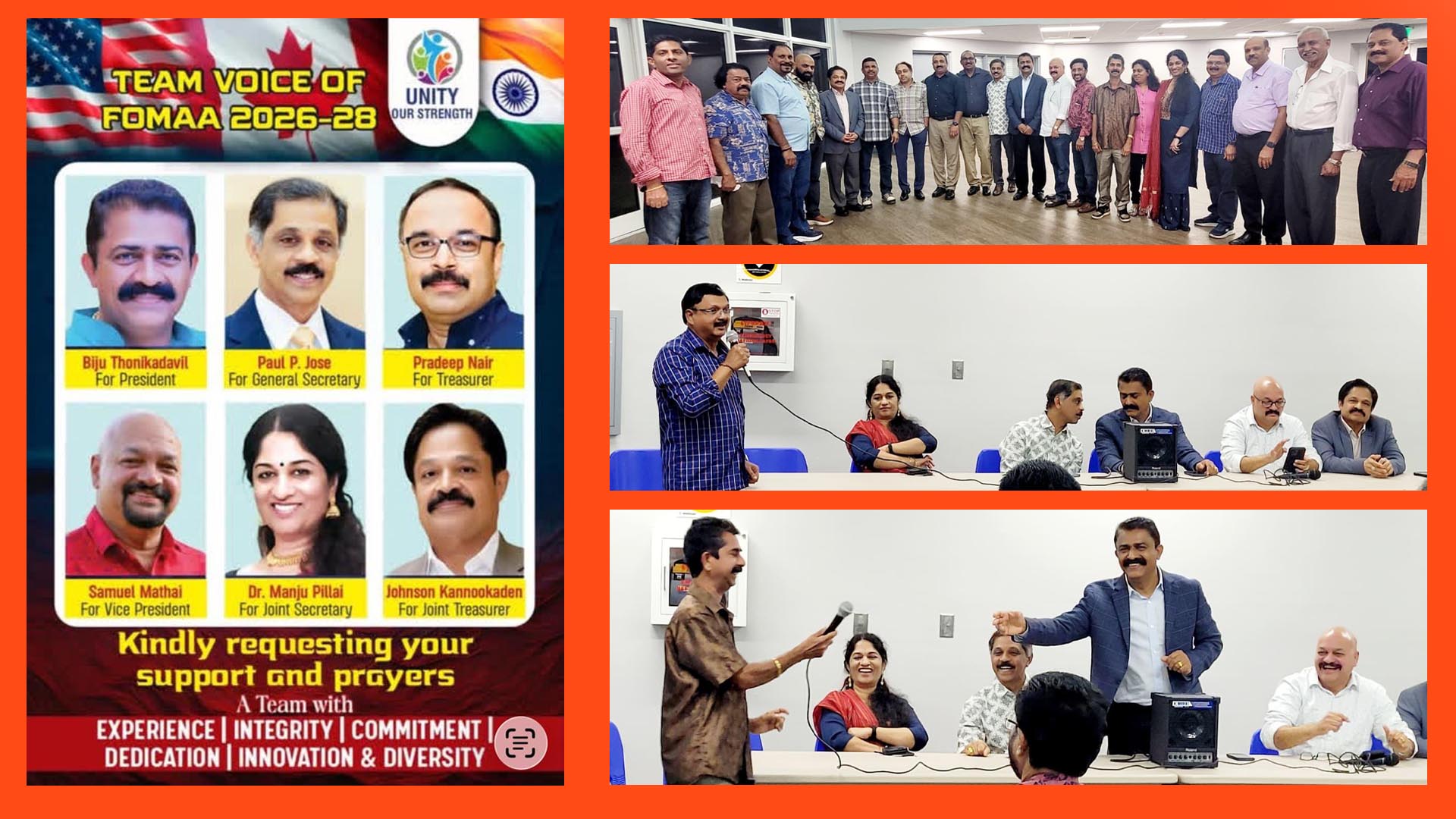 ടീം വോയ്‌സ് ഓഫ് ഫോമായ്ക്ക് ഫ്‌ളോറിഡ ഫോര്‍ട്ട് ലോഡര്‍ഡെയ്‌ലില്‍ ആവേശോജ്വലമായ സ്വീകരണം