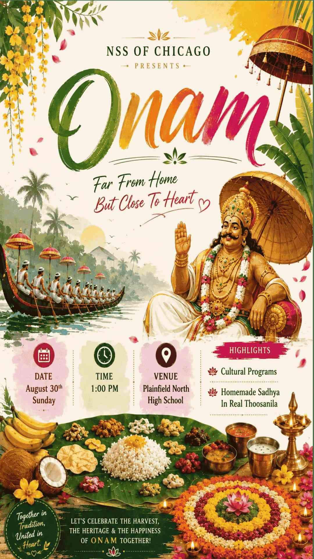 എൻഎസ്എസ് ഓഫ് ഷിക്കാഗോയുടെ ഓണാഘോഷം ഓഗസ്റ്റ് 30ന്; രജിസ്ട്രേഷൻ ആരംഭിച്ചു